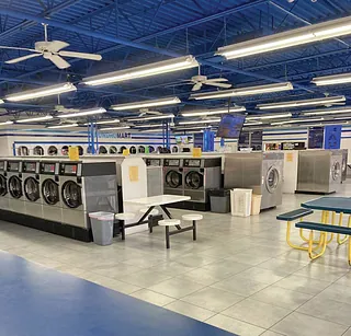 Inside view of the laundromat